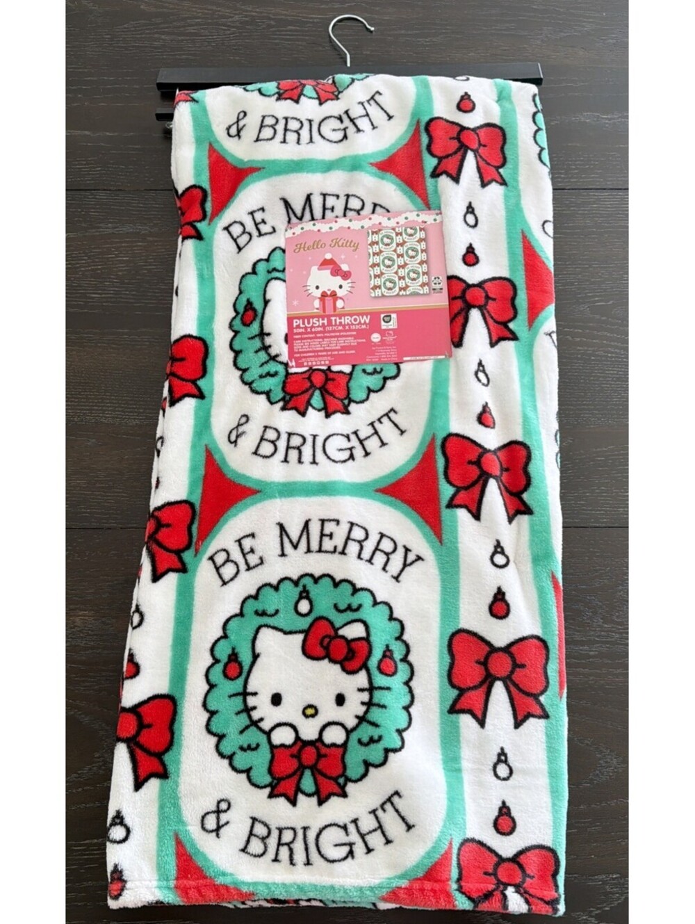 Sanrio Hello Kitty Plush Throw Blanket 60x50 Oversized Holiday Christmas Design